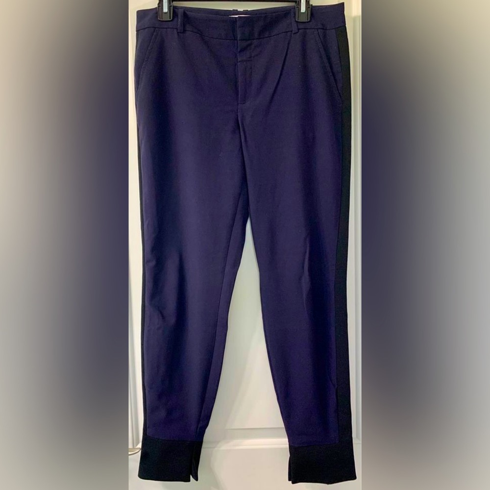 Calvin Klein Women’s 6 Navy Blue Side Stripe Tuxedo Tapered Trouser Pants/Slacks